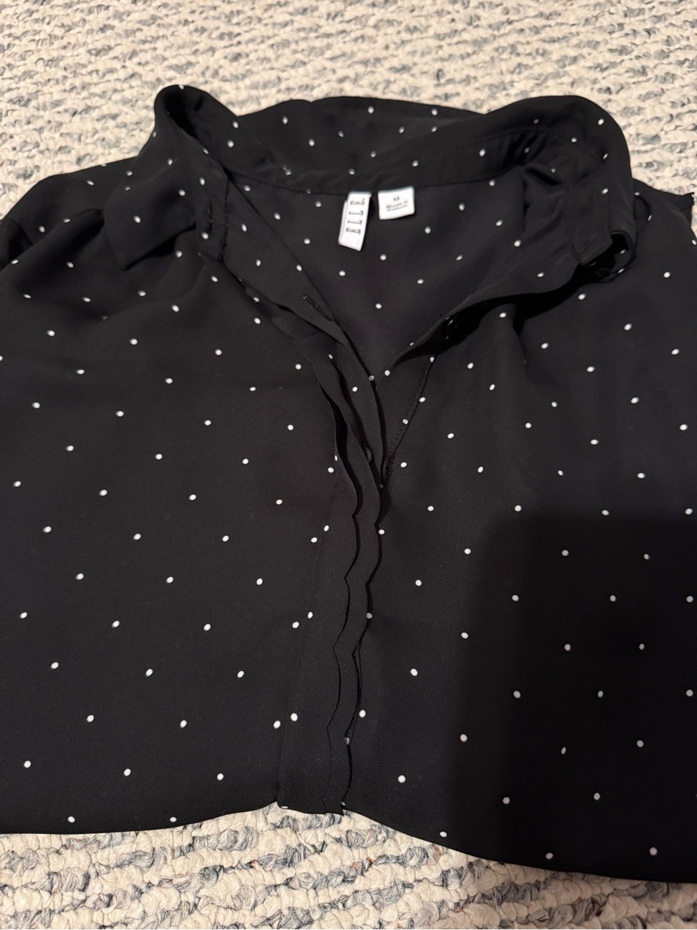 Elle Black Polka Dot Button-Front Blouse